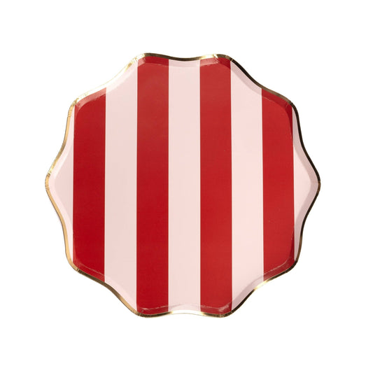 Red Holiday Stripes Dinner Plates