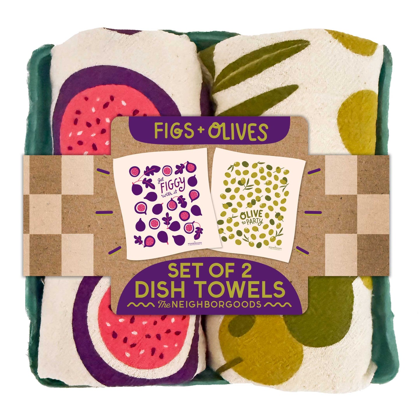 FIGS + OLIVES  (Fig, Olive) - Tea Towel Set oF 2