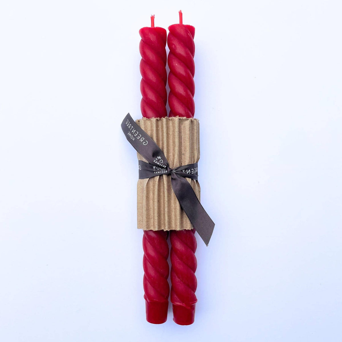 Apollo Taper Handmade Beeswax Candles: Rhubarb