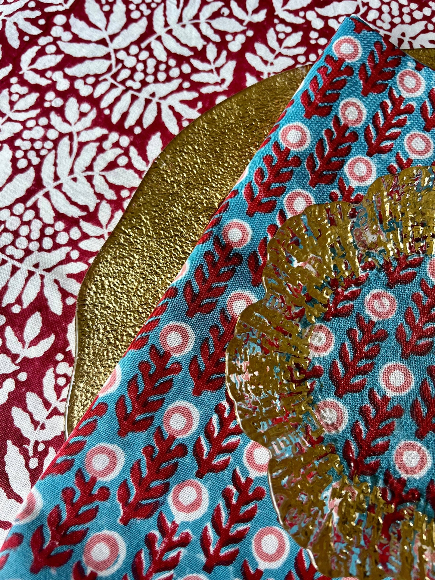 Gathered Garden Tablecloth in Cranberry Red: 120" Round