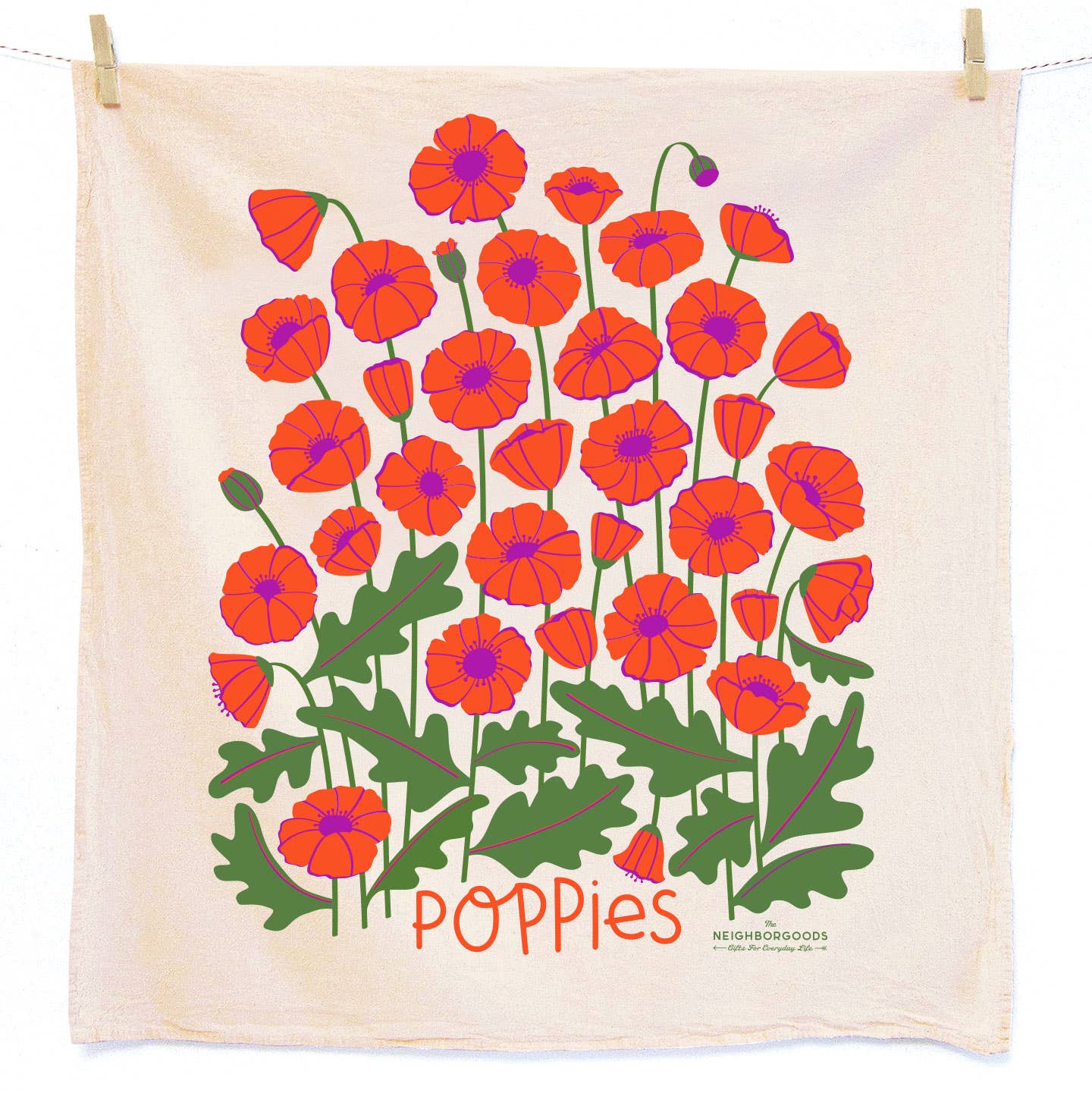 FALL FIELD DAY (Mushroom, Poppies) - Tea Towel Set of 2