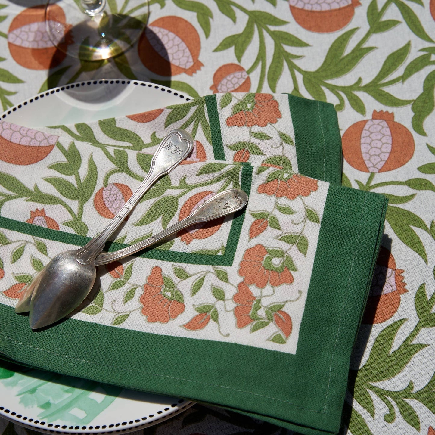Grenadine Orange & Green Napkins 19x19 - Set of 6