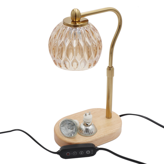 Candle Warmer Lamp - Crystal Glass & Wood Base
