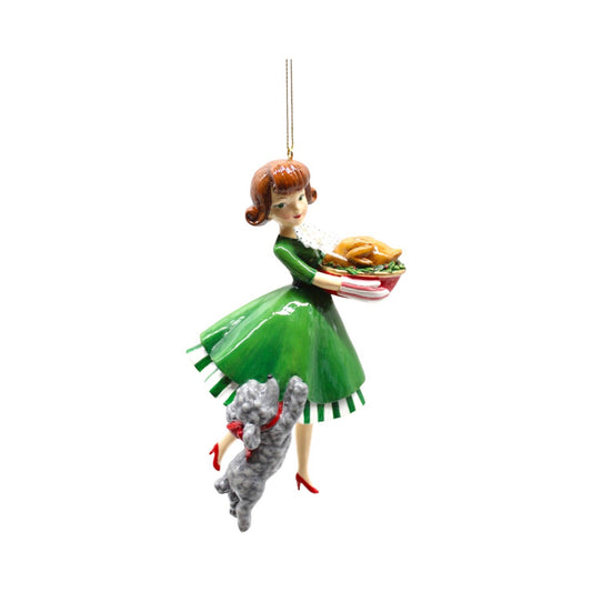 Retro Girl w/Dinner Ornament