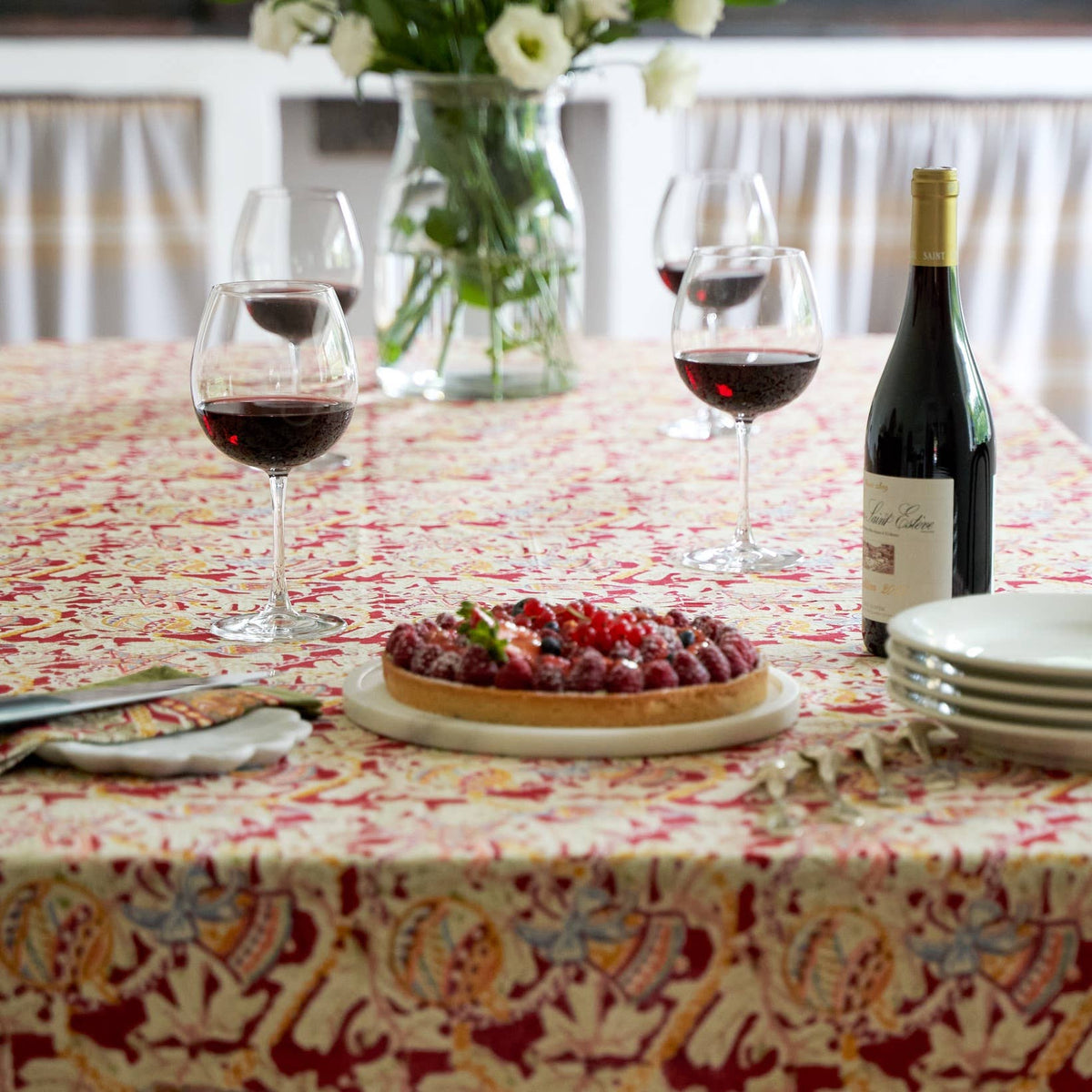 Noel Red & Green | French Tablecloths: 71" x 106"