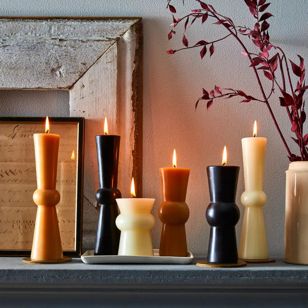 Josee Pillars Handmade Beeswax Sculptural Candles: Bittersweet / Squat