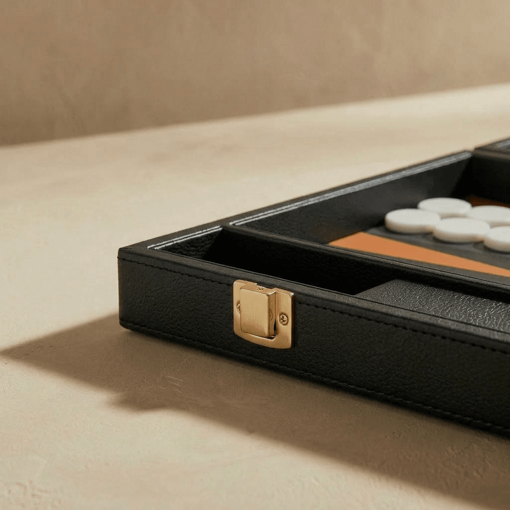Leather Backgammon Set - Black And Brown