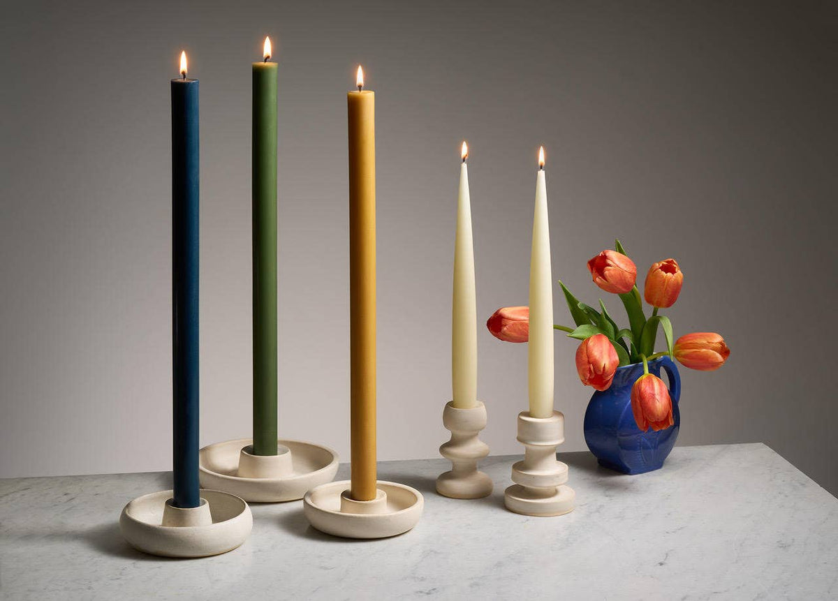 Apollo Taper Handmade Beeswax Candles: Rhubarb