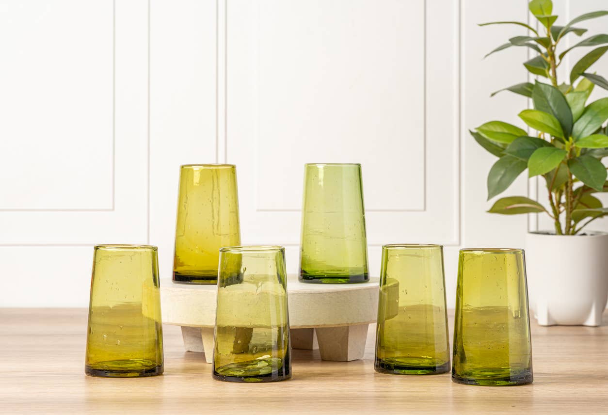 Moroccan Cone Glassware Large - Honeyed Moss
