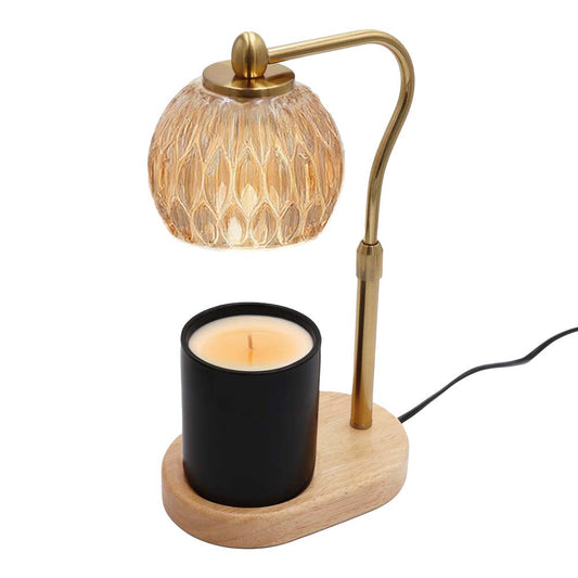 Candle Warmer Lamp - Crystal Glass & Wood Base
