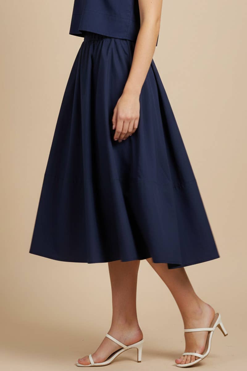 PLEATED POPLIN MIDI SKIRT - 6575S: KHAKI / M