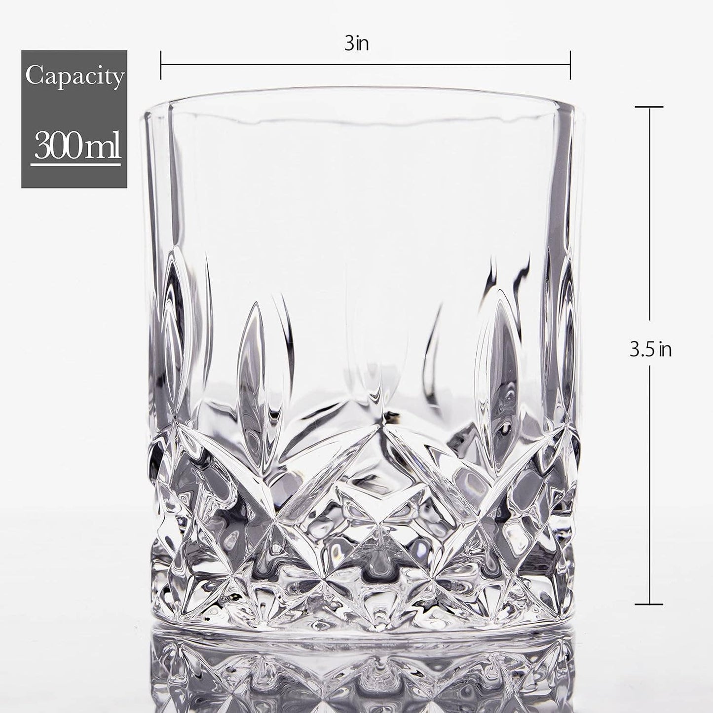 Crystal Cut Old Fashioned Whiskey Glasses 10oz (1pc)