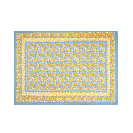 French Tablecloth Citron Bleu & Yellow: 71" x 106"
