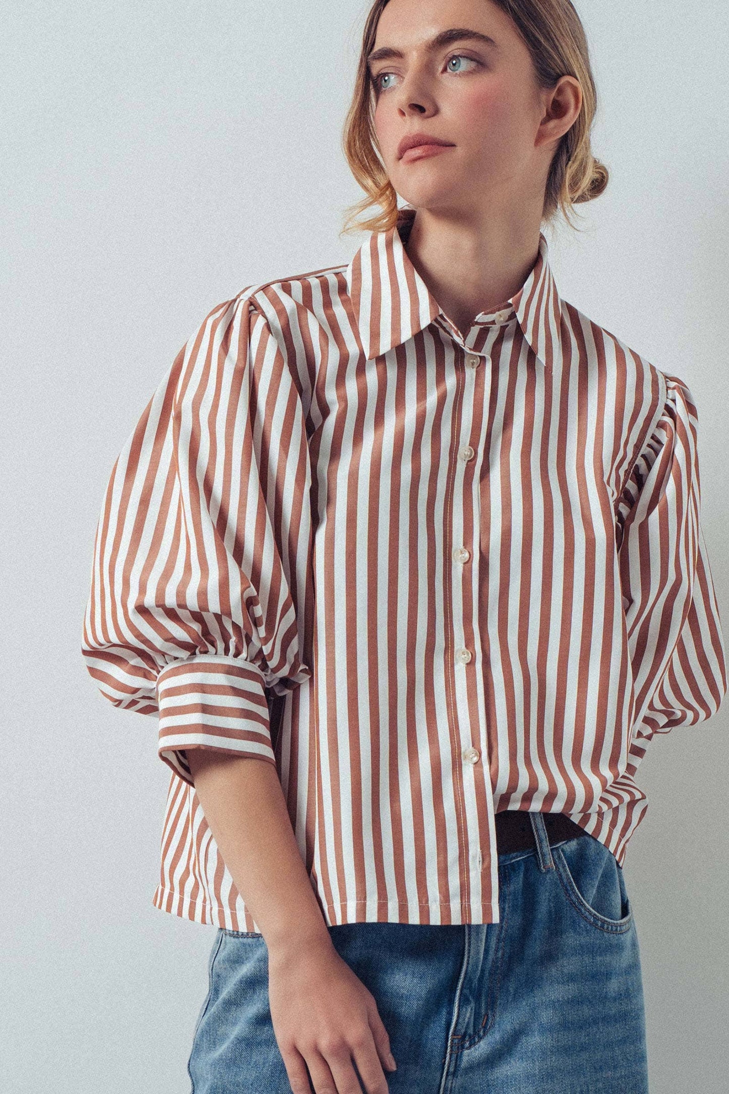 Drop Waist Blouse: WHITE STRIPE
