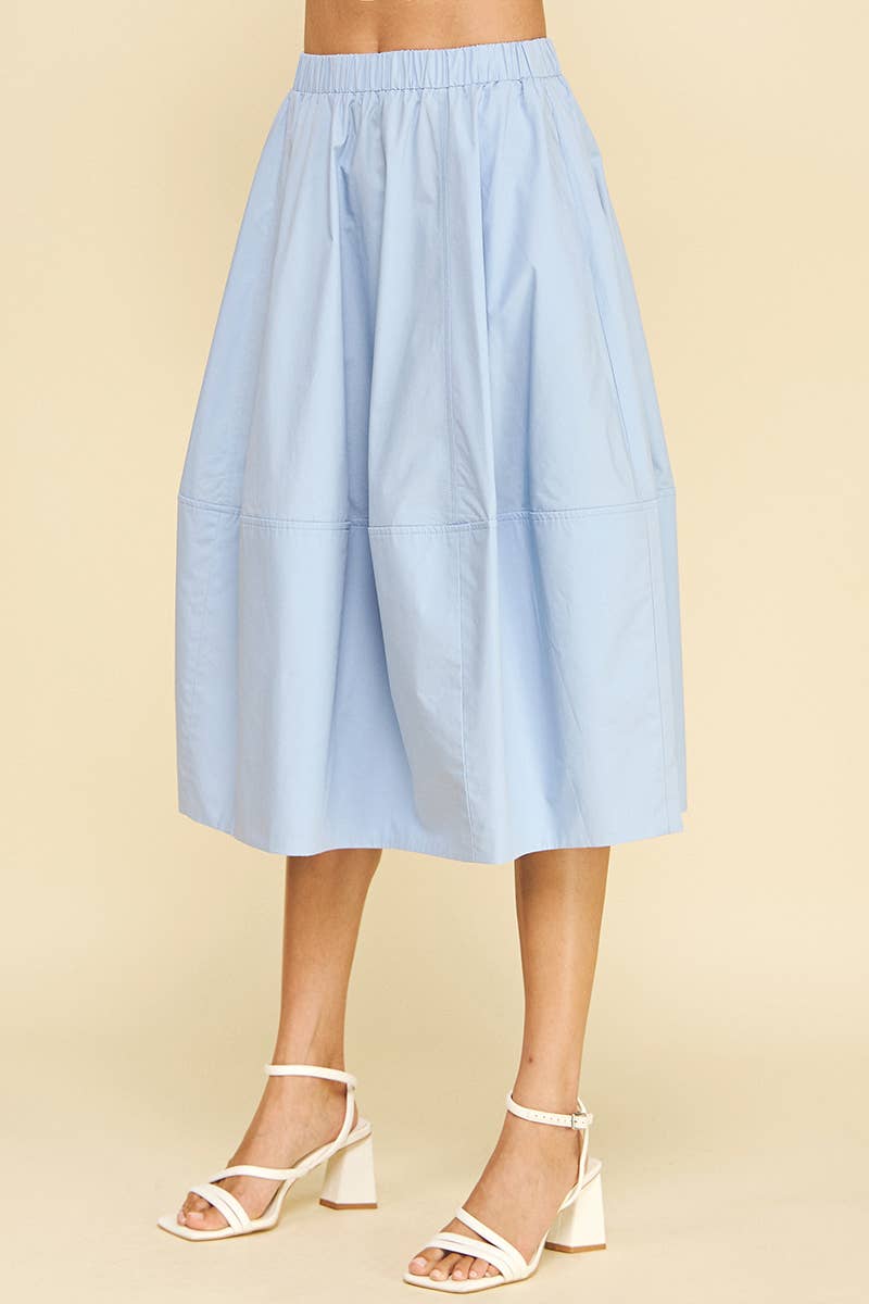 PLEATED POPLIN MIDI SKIRT - 6575S: KHAKI / M