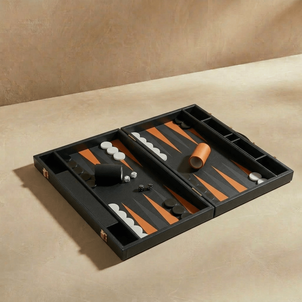 Leather Backgammon Set - Black And Brown