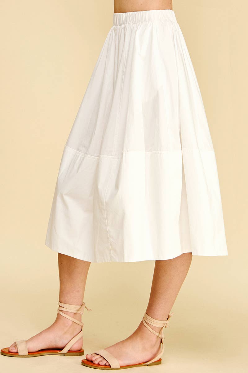 PLEATED POPLIN MIDI SKIRT - 6575S: KHAKI / M