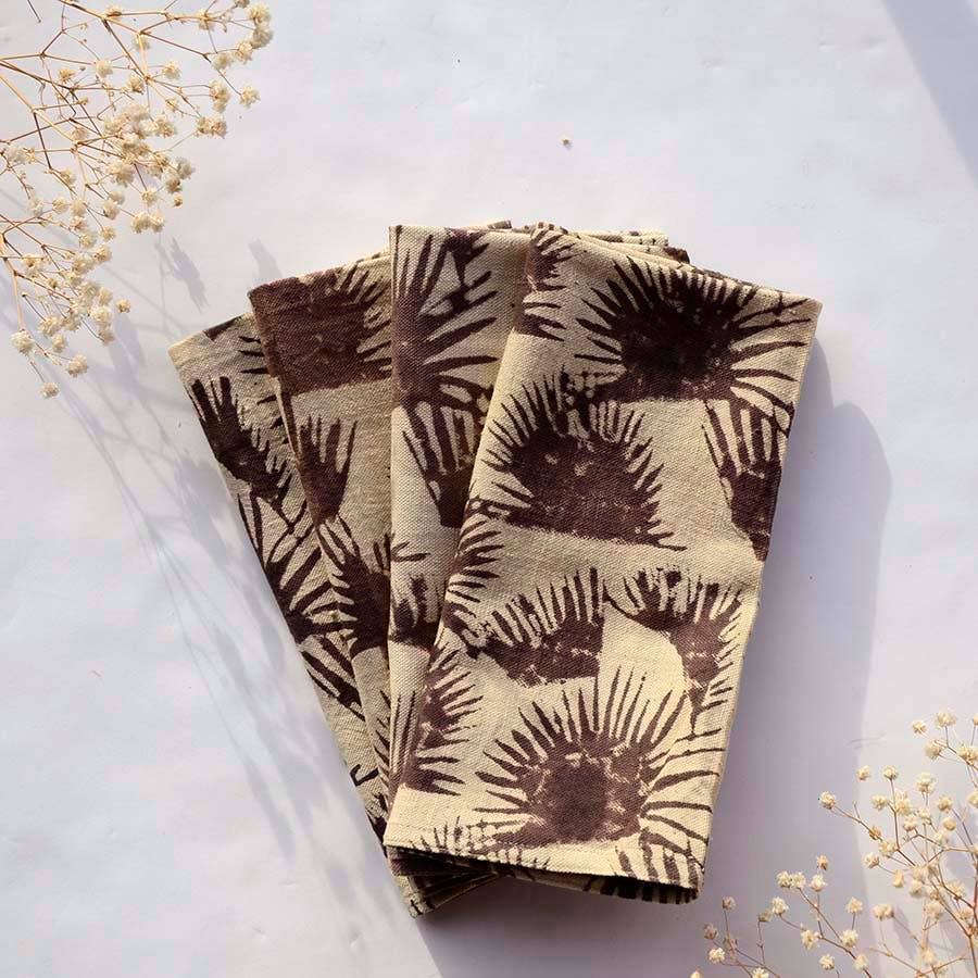 Fern Black Organic Cotton Napkins - Set of 4