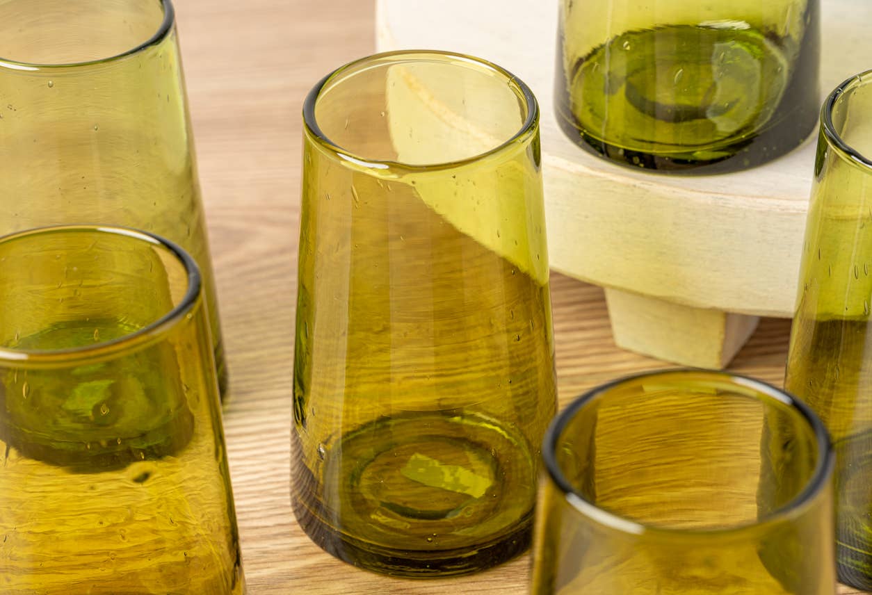 Moroccan Cone Glassware Large - Honeyed Moss