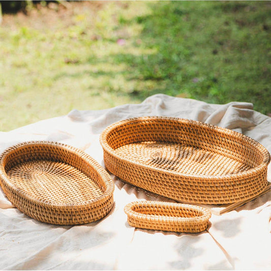 Oval Rattan Tray (Set of 3)