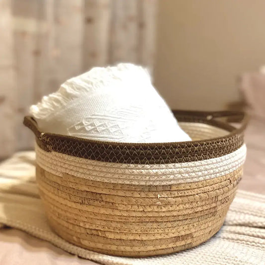 Soft Water Hyacinth and Cotton Storage Basket
