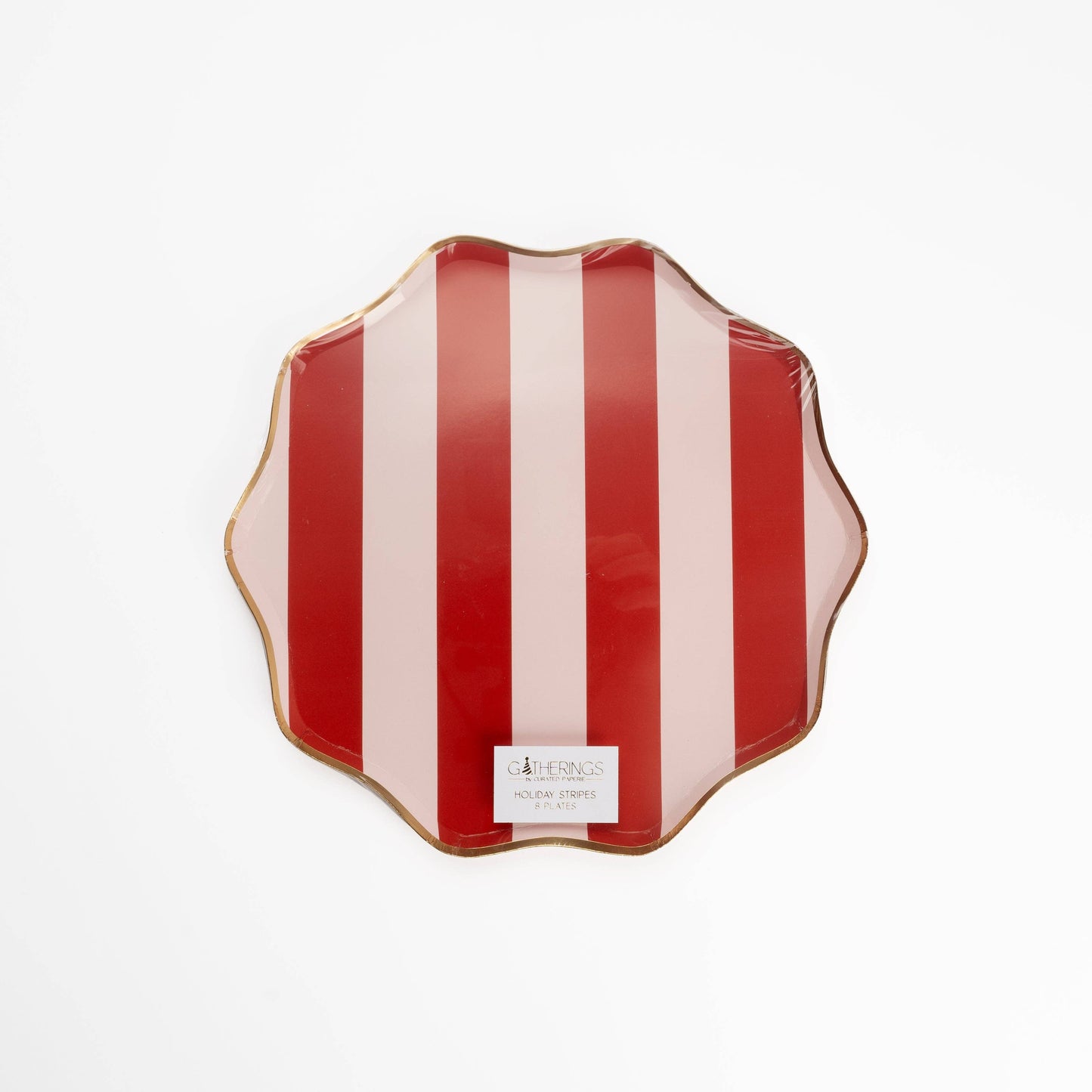 Red Holiday Stripes Dinner Plates