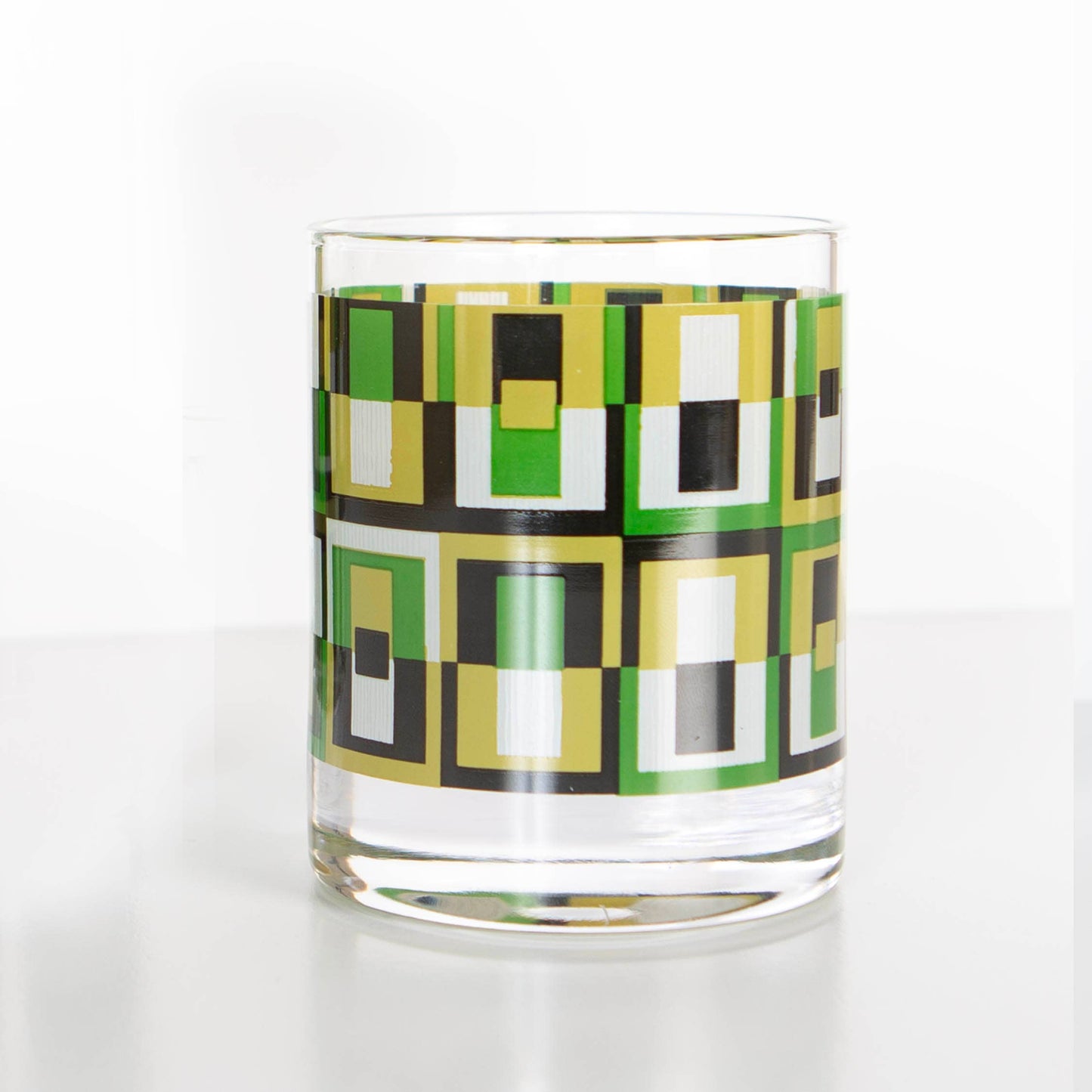 Green Square Vintage Inspired Rocks Glass Set of 2