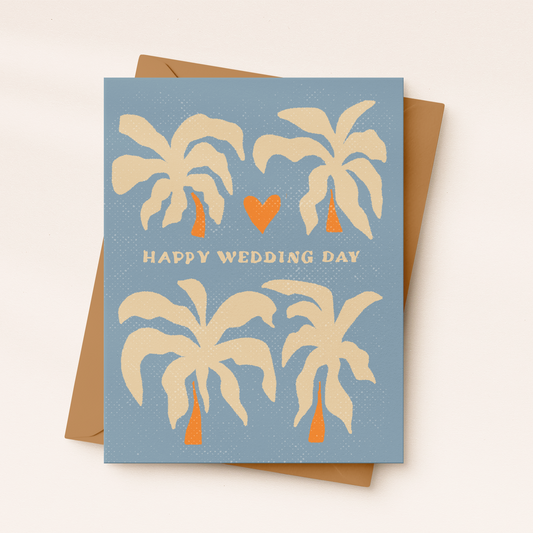 Happy Wedding Day Card | Beach Wedding Card | Tropical