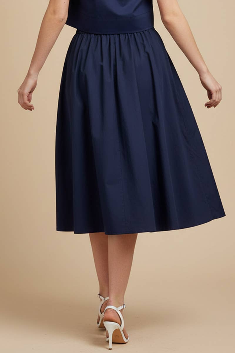 PLEATED POPLIN MIDI SKIRT - 6575S: KHAKI / M