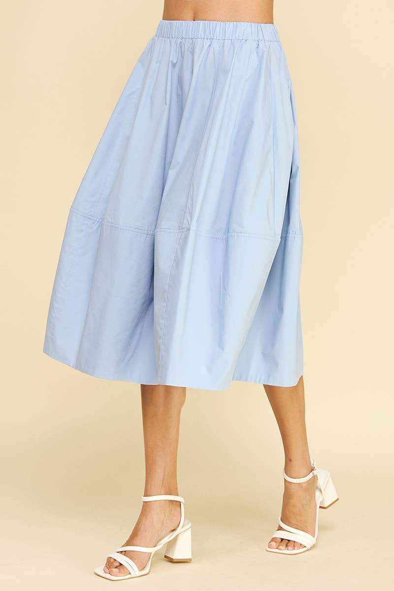 PLEATED POPLIN MIDI SKIRT - 6575S: KHAKI / M