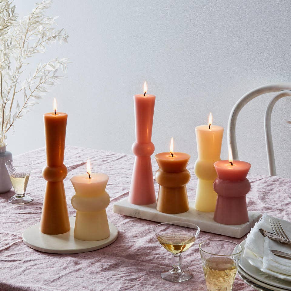 Josee Pillars Handmade Beeswax Sculptural Candles: Bittersweet / Squat