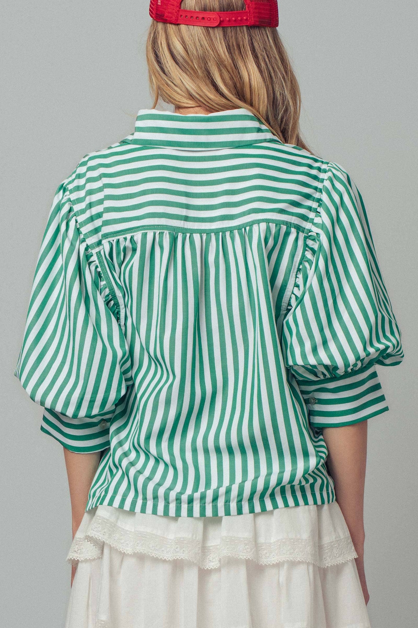 Drop Waist Blouse: WHITE STRIPE