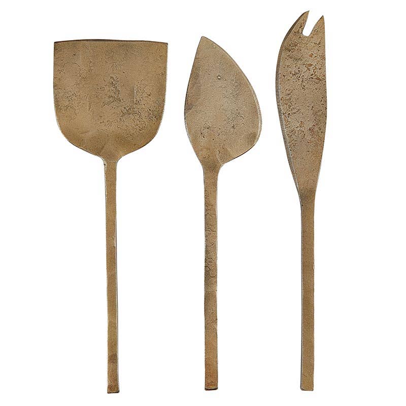 Antique Gold Cheese Knives Set of 3