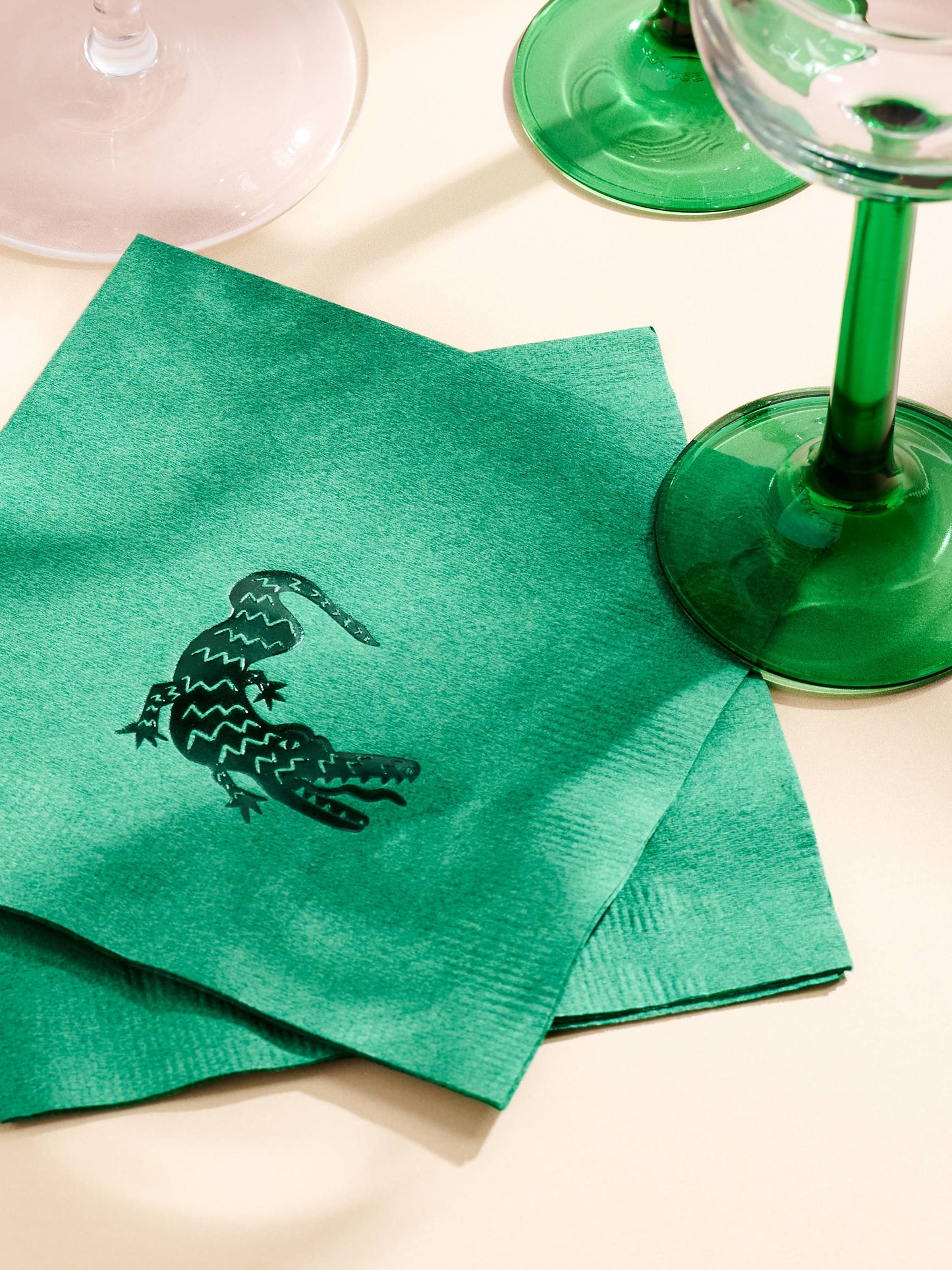Green Alligator Cocktail Paper Beverage Napkins - Set of 20