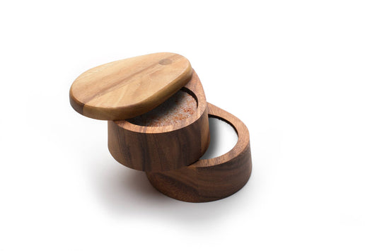 Ironwood Swivel Salt Box, Acacia, 4" x 5" x 3.75"