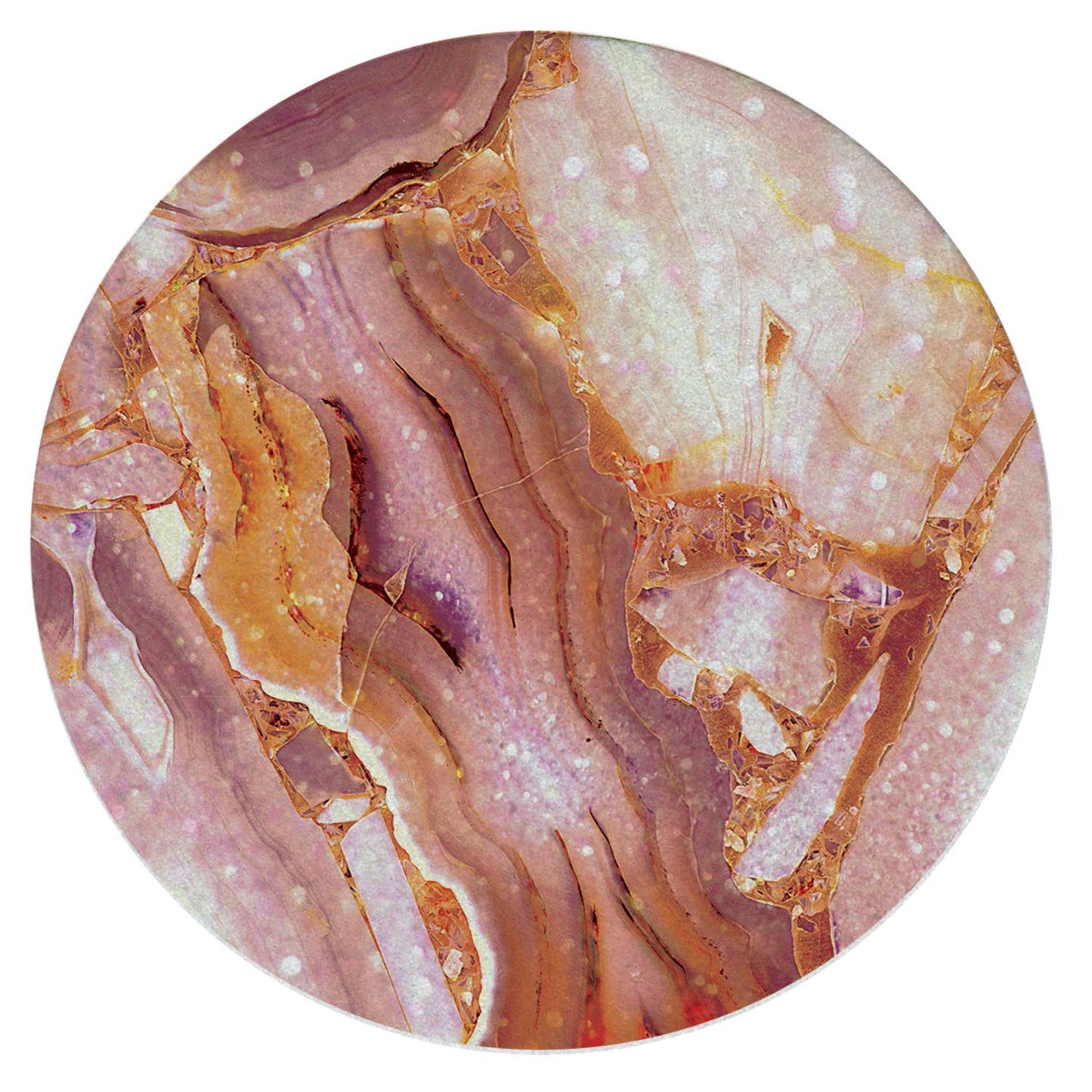 Thirstystone "Coral Agate" Round Sandstone Coaster 4pk w/Acacia Wood Holder