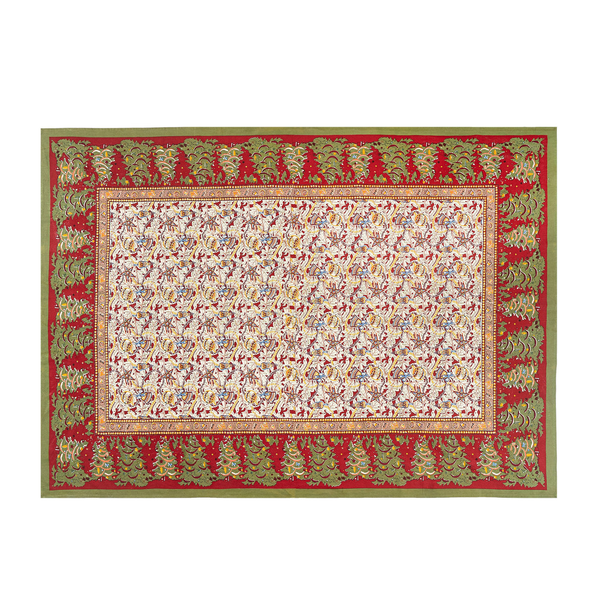 Noel Red & Green | French Tablecloths: 71" x 106"