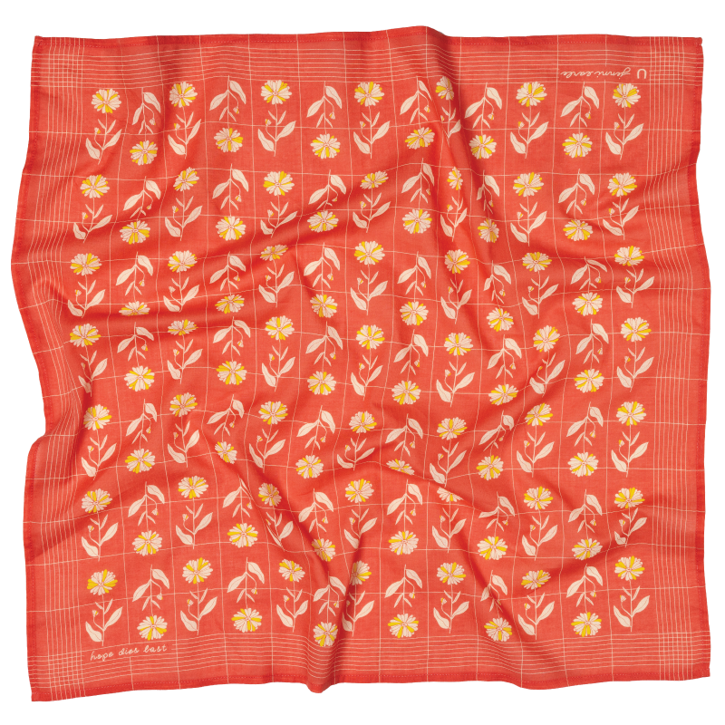 Cotton Voile Bandana - “Hope Dies Last” - poppy - Scarf