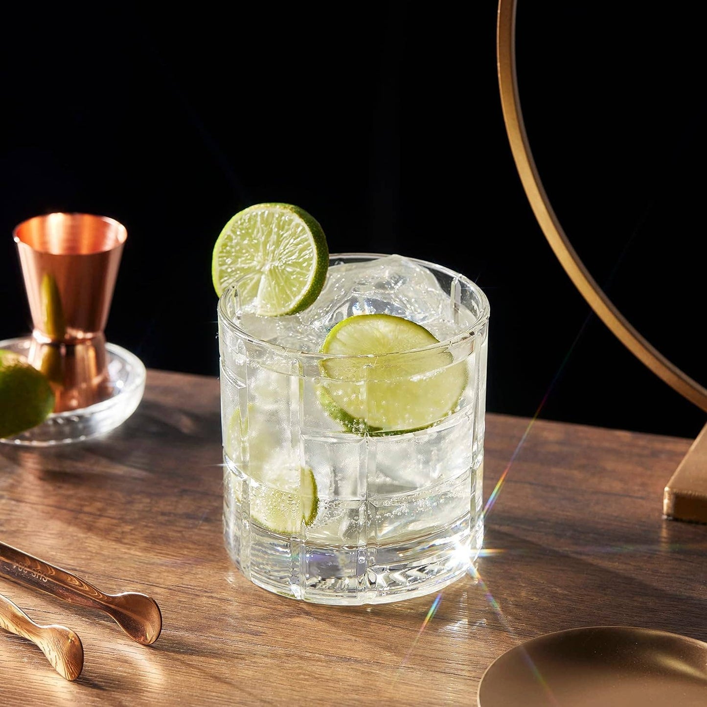 Premium Double Rocks Whiskey Glasses (12oz): Checkered