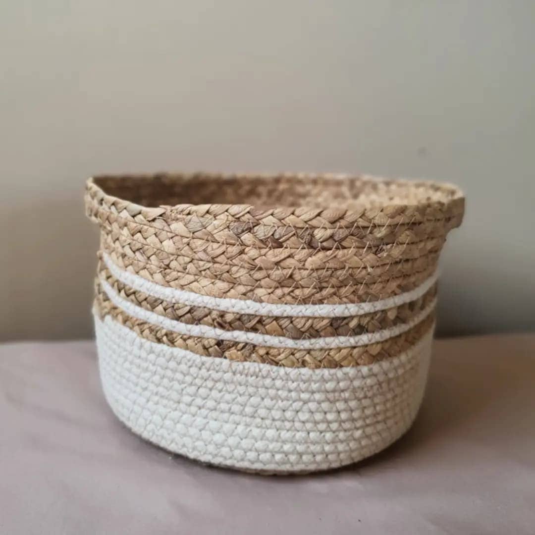 Soft White Basket–Decorative Storage,Planter Basket