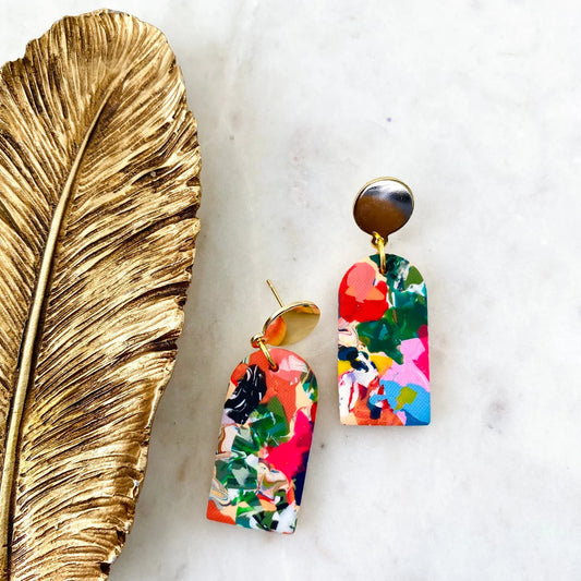 Garden Print with Brass Earrings - BR Designs