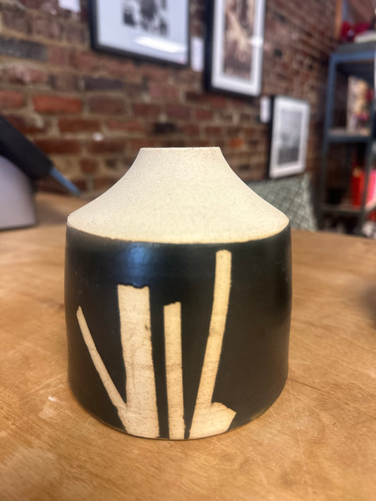 Black and Cream Minimal Vase - Susan Gregory