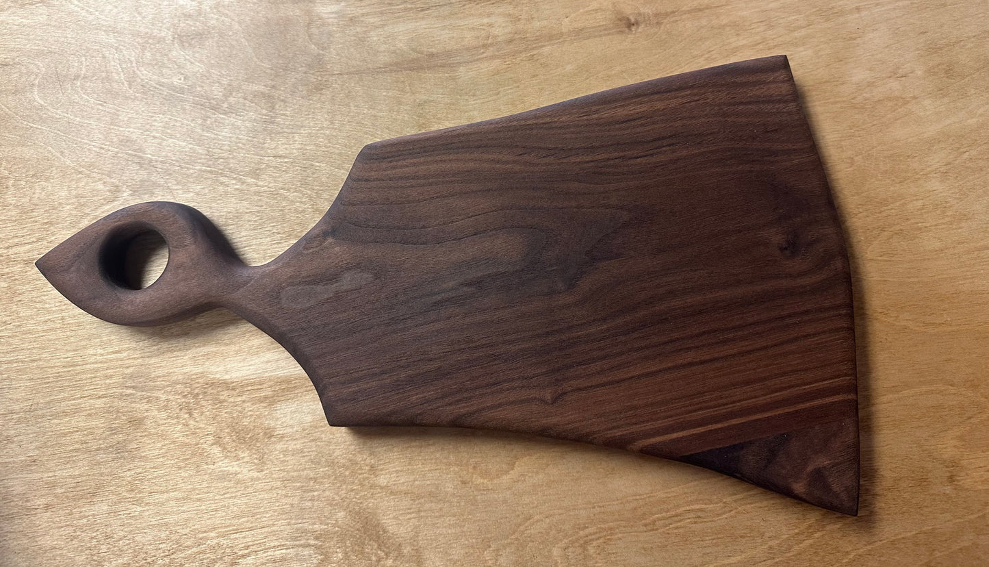 Hand-carved walnut cutting board -small