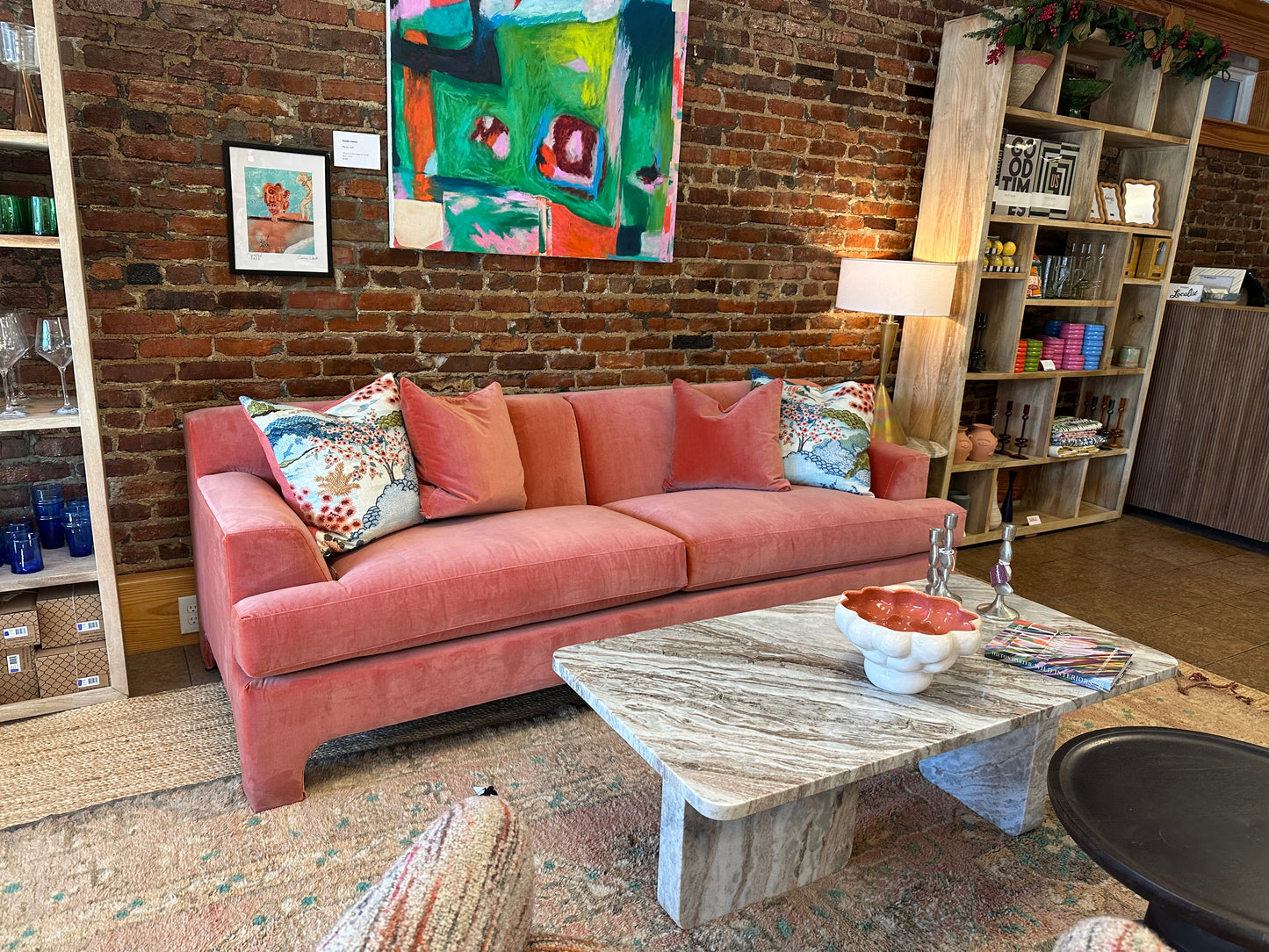 Velvet Paprika Sofa 92x36x32