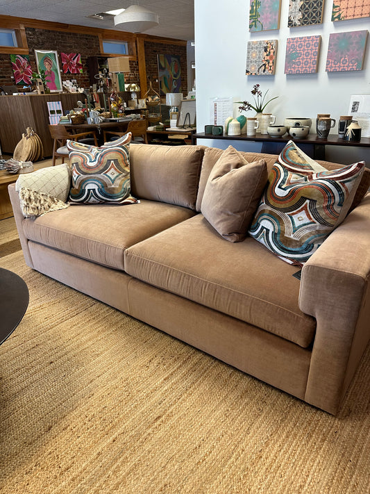 Boca Caramel Velvet Sofa 84x38x32