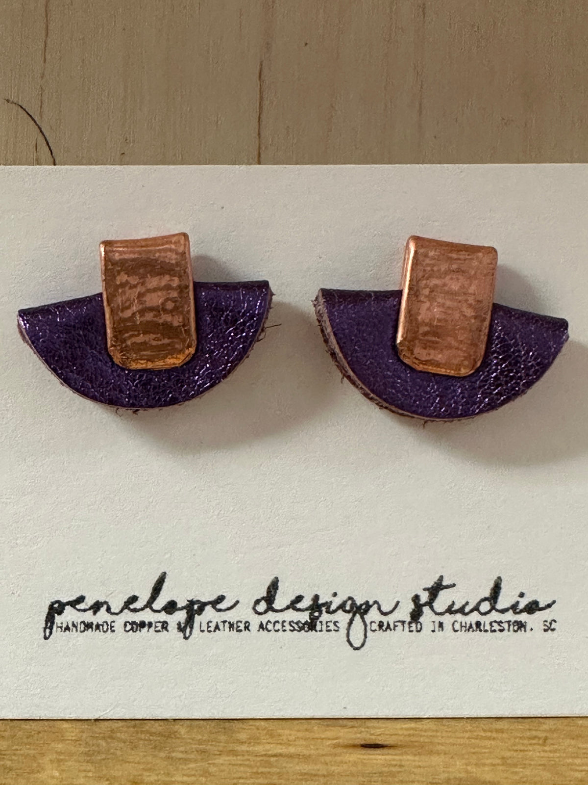Metallic Purple Halfmoon Earrings