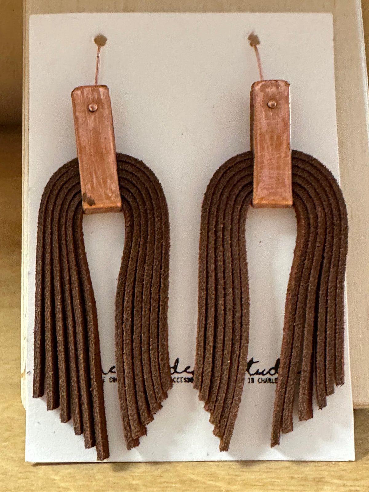 Brown Leather Horseshoe Earrings