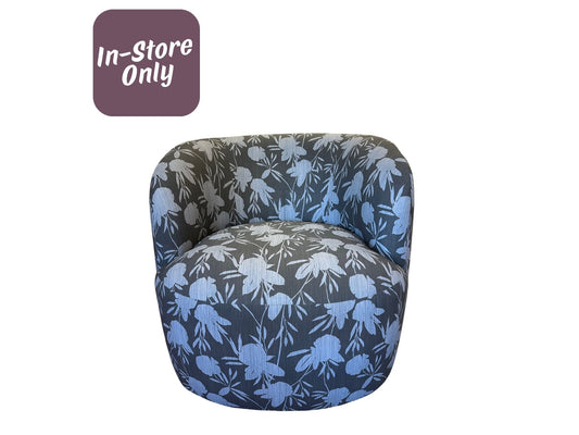 Claudette Swivel Chair in Floral Indigo