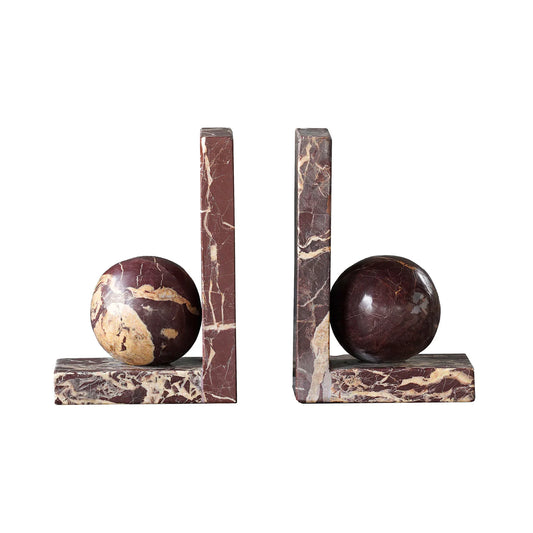 Rosso Sphere Marble Bookends - Pair