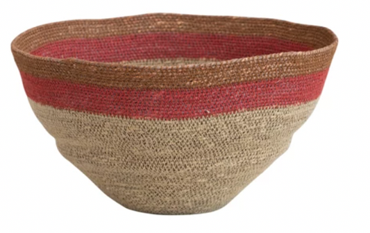 Medium multi-color seagrass basket round